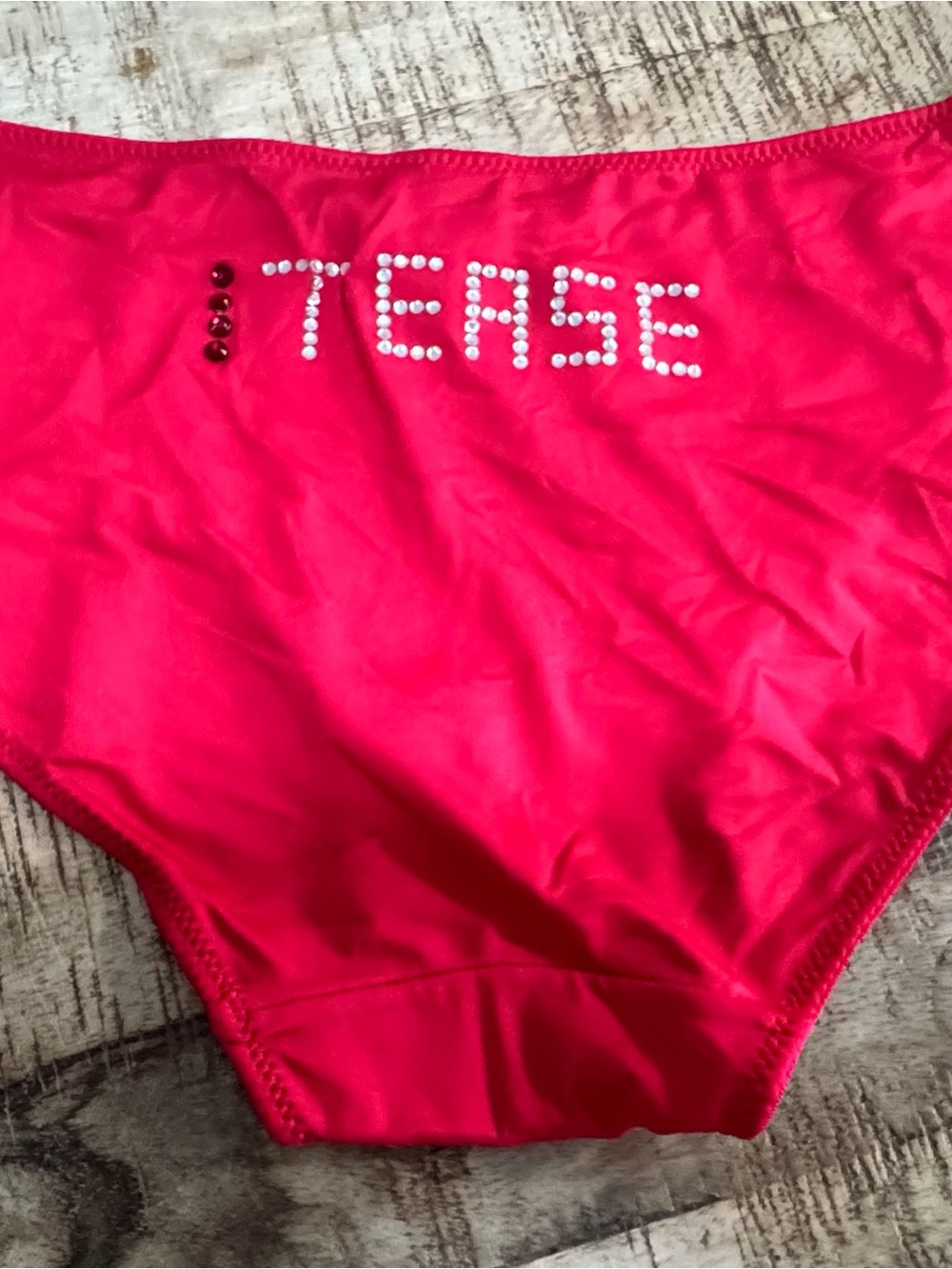 La SENZA Hot Pink Bikini Brief with Rhinestone 'TEASE'